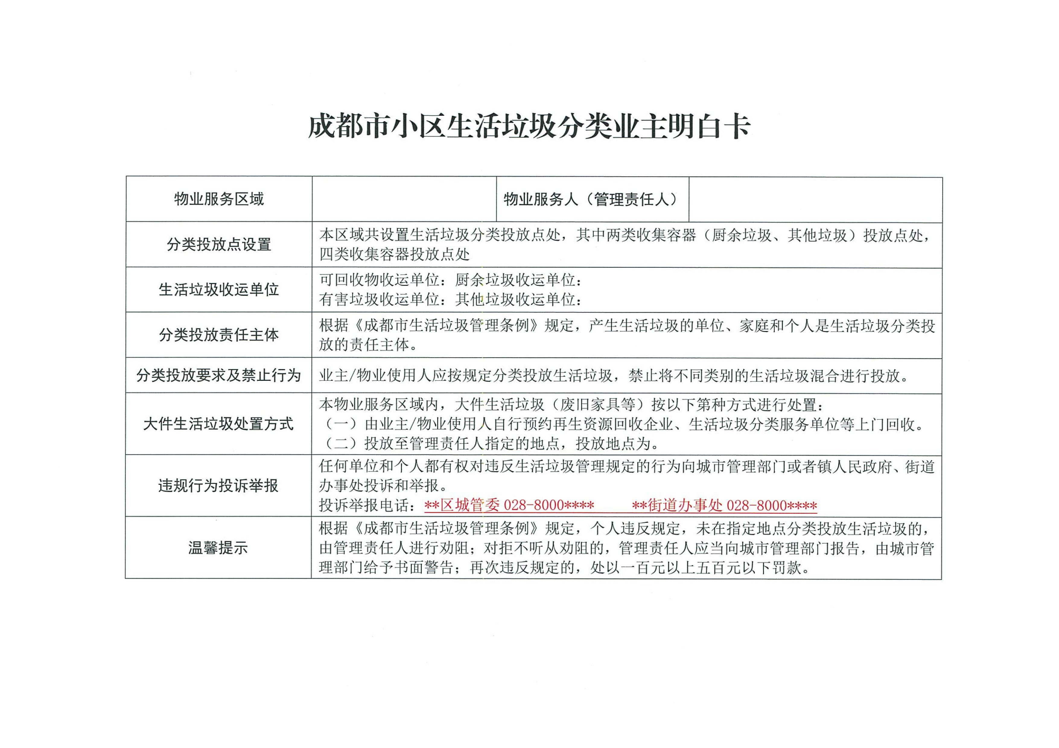 关于在物业服务区域张贴发放《成都市生活垃圾分类业主明白卡》的通知(1)(1)-3